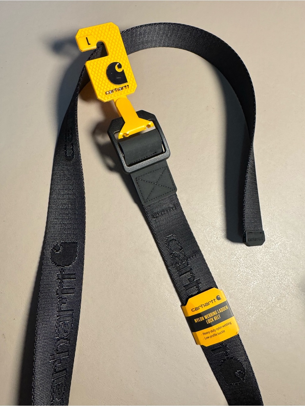 Carhartt Black Webbing Belt with Yellow Accents